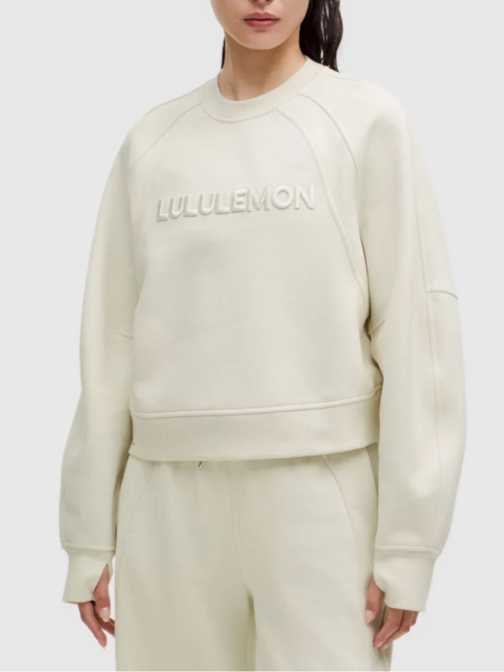 lululemon athletica Women's scuba Cream Logo Crewneck Sweatshirt M/L